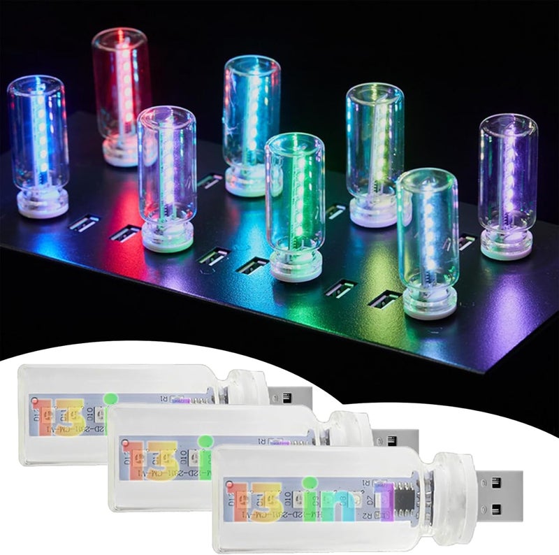 TXGSDXS car USB Night Light Bulb, 13 Color Changing Modes Portable Plug-in Retro Car Interior Ambient Lights, Led USB Light Camping, Party, Holiday Decoration, Bedroom, Desktop (3Pcs) - Image 1
